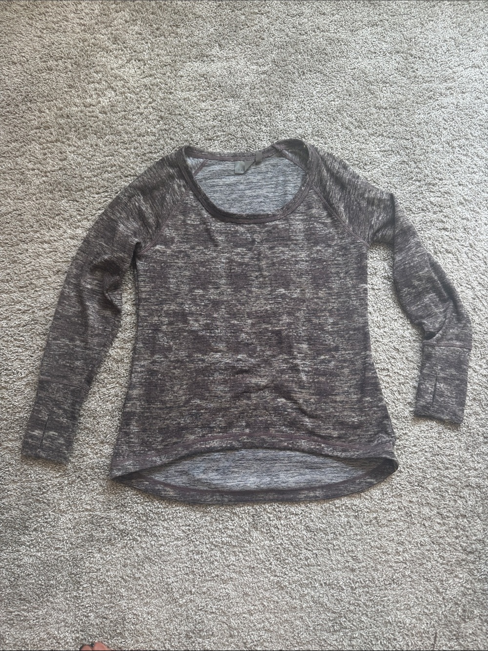 Athleta Marled Scoop Neck Long Sleeve Top in Heathered Brown